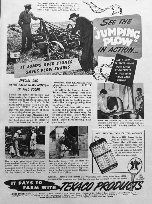 1949 Texaco Farm Products - & Caterpillar D2 Tractor Ads N884