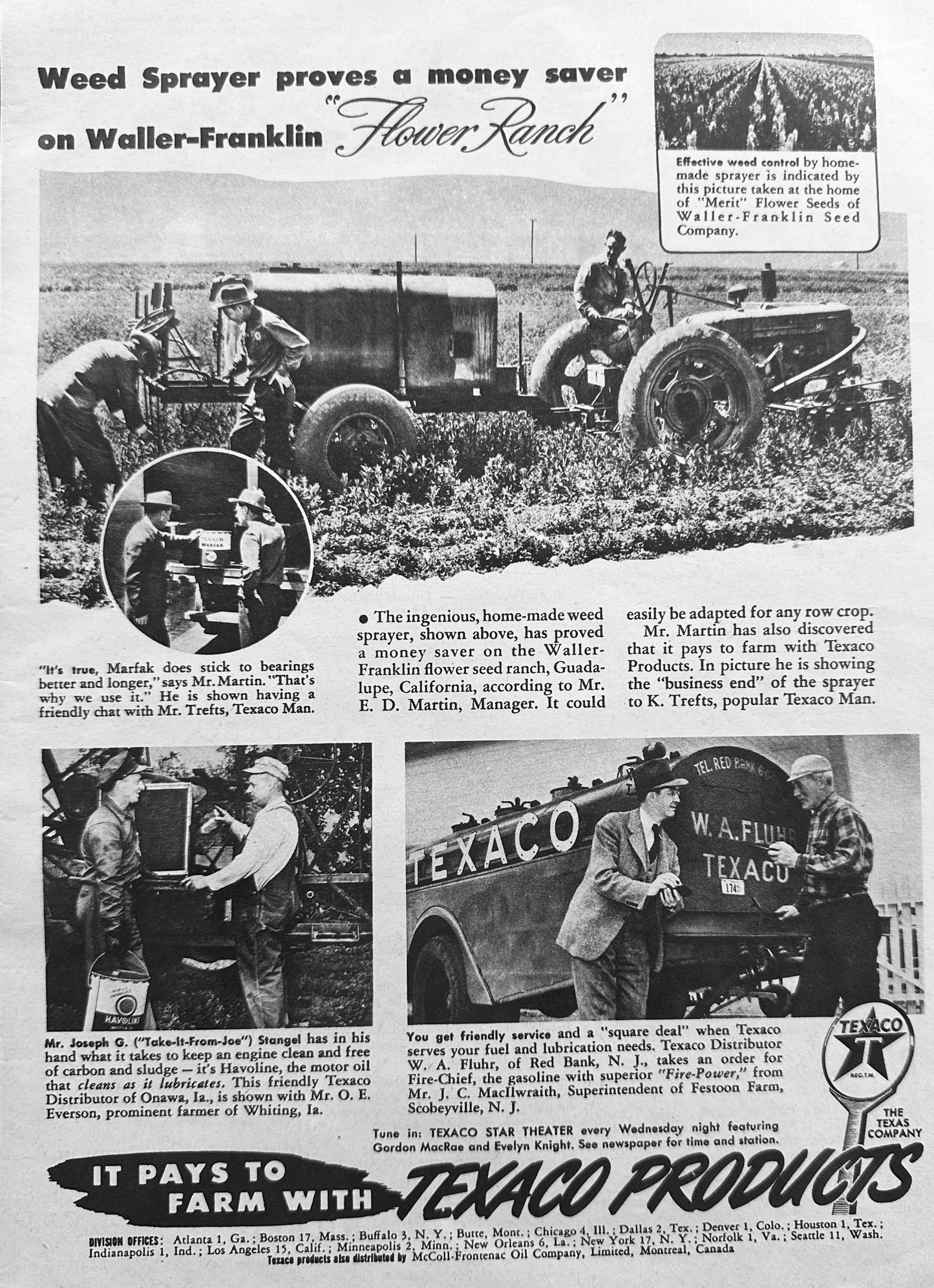 1948 Texaco Products - Farm News Walker-Franklin Flower Ranch N882