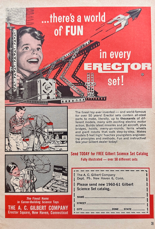 1960 Gilbert Erector set - Rocket Launcher Vintage Ad N328