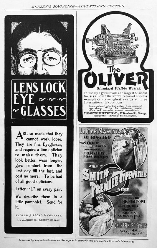 1901 Oliver & Smith Premier Typewriter Ads