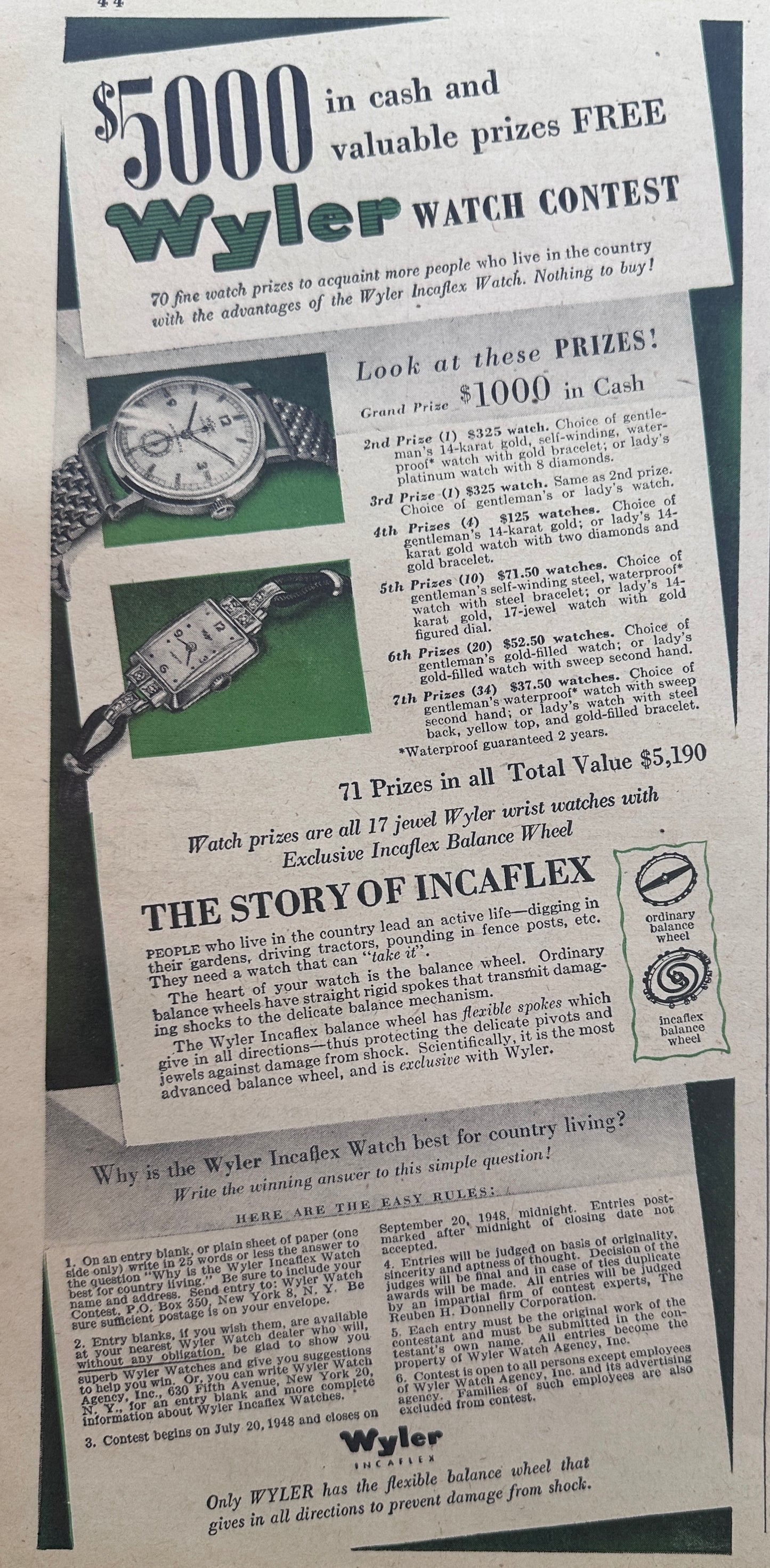 1948 Wyler Incaflex - Best For Country Living - Wyler Watch Contest