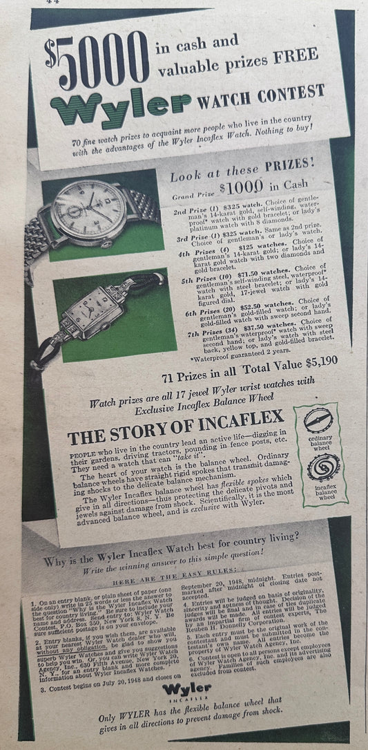 1948 Wyler Incaflex - Best For Country Living - Wyler Watch Contest