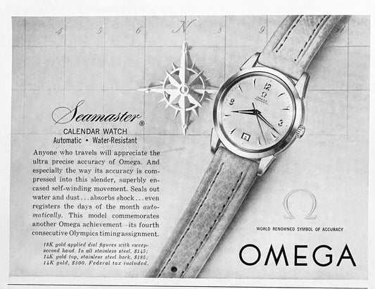1953 Omega Seamaster Calendar Watch Vintage Ad N748