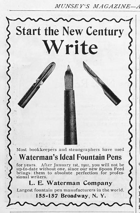 1901 Waterman's Ideal Fountain Pens Vintage Ad