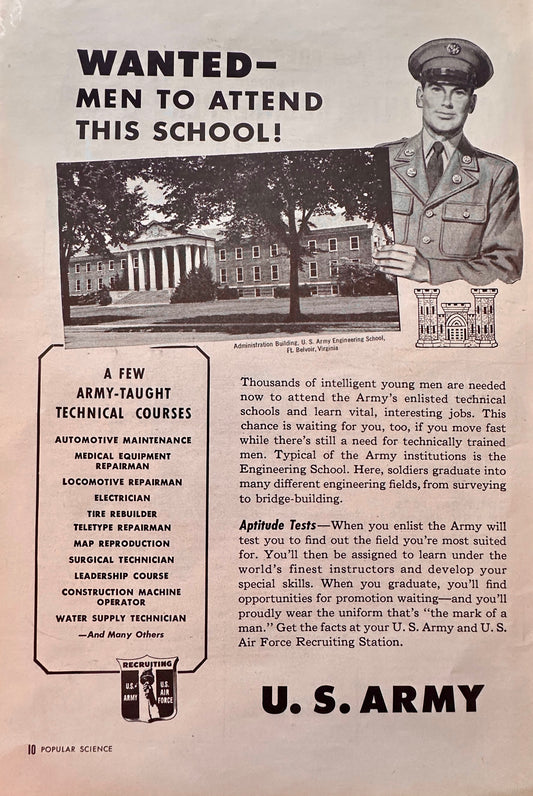 1951 US Army Recruitment Ad - Attend the Army's Technical College S62