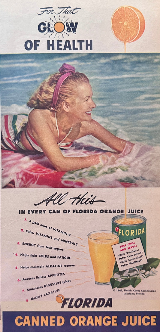1948 Canned Florida Orange Juice - Vintage Ad