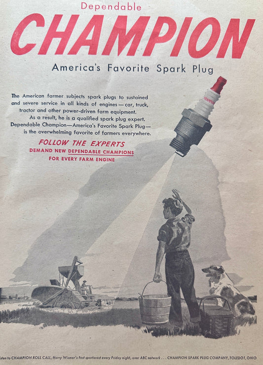 1948 Champion Spark Plugs Keep the Combines Working in the Fields N181