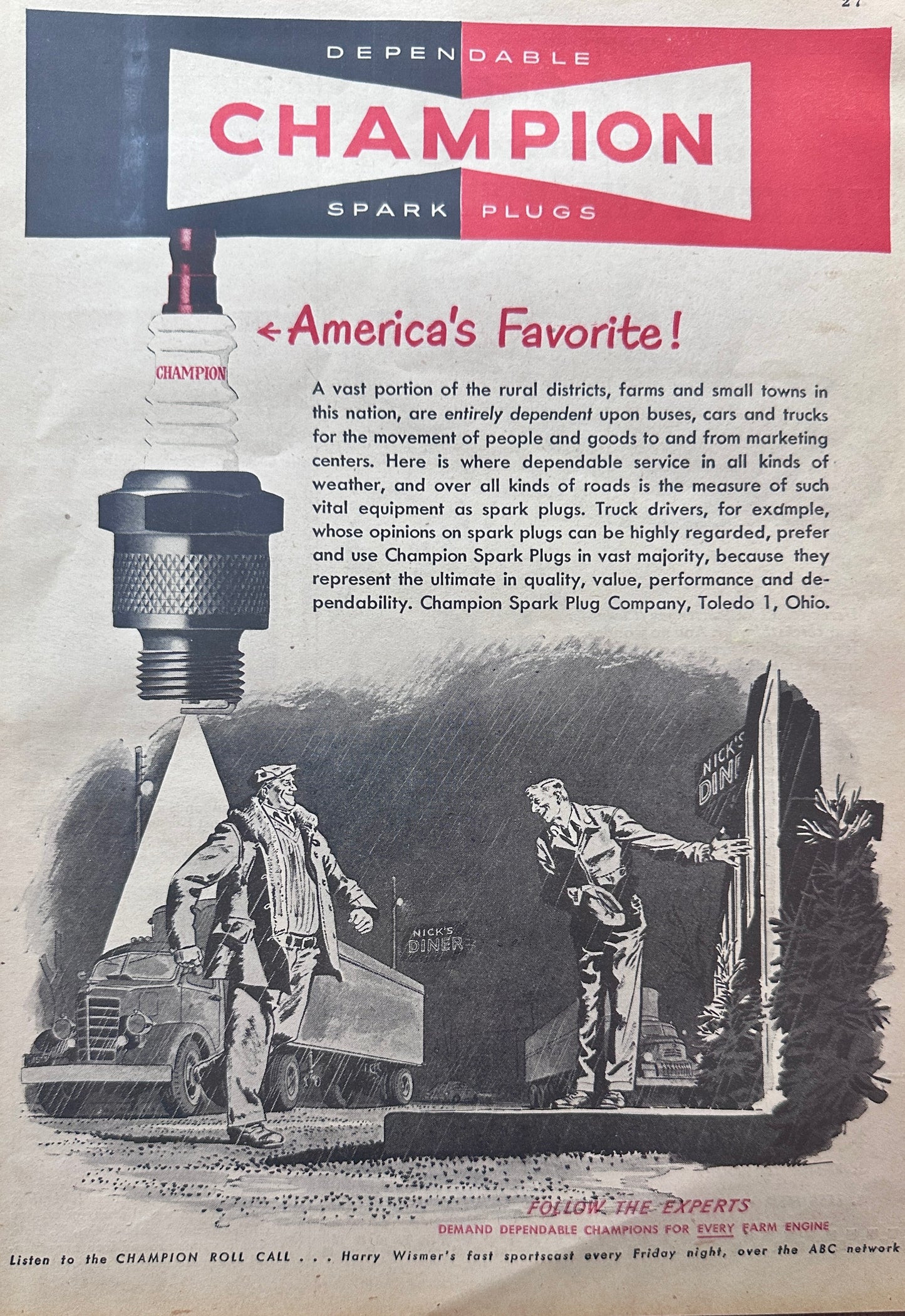 1949 Champion Spark Plugs and Purina Chick Startena N182