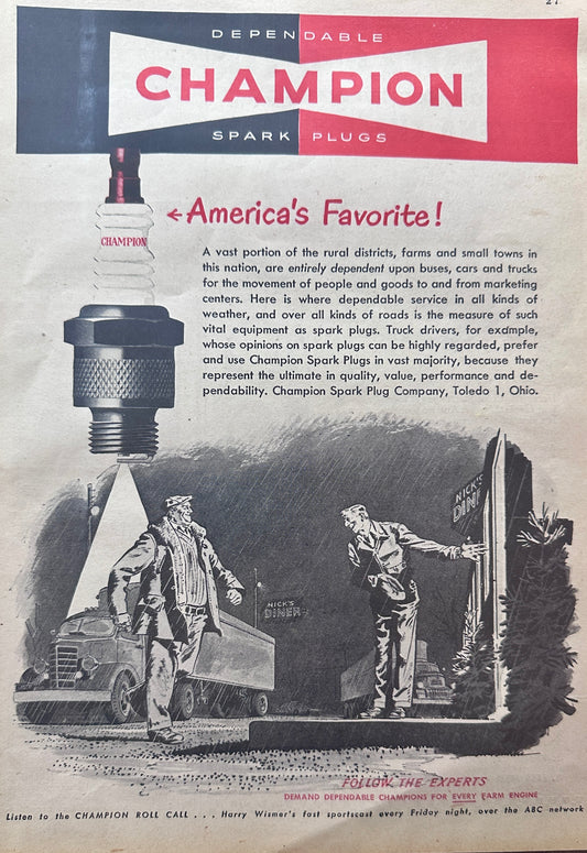1949 Champion Spark Plugs and Purina Chick Startena N182