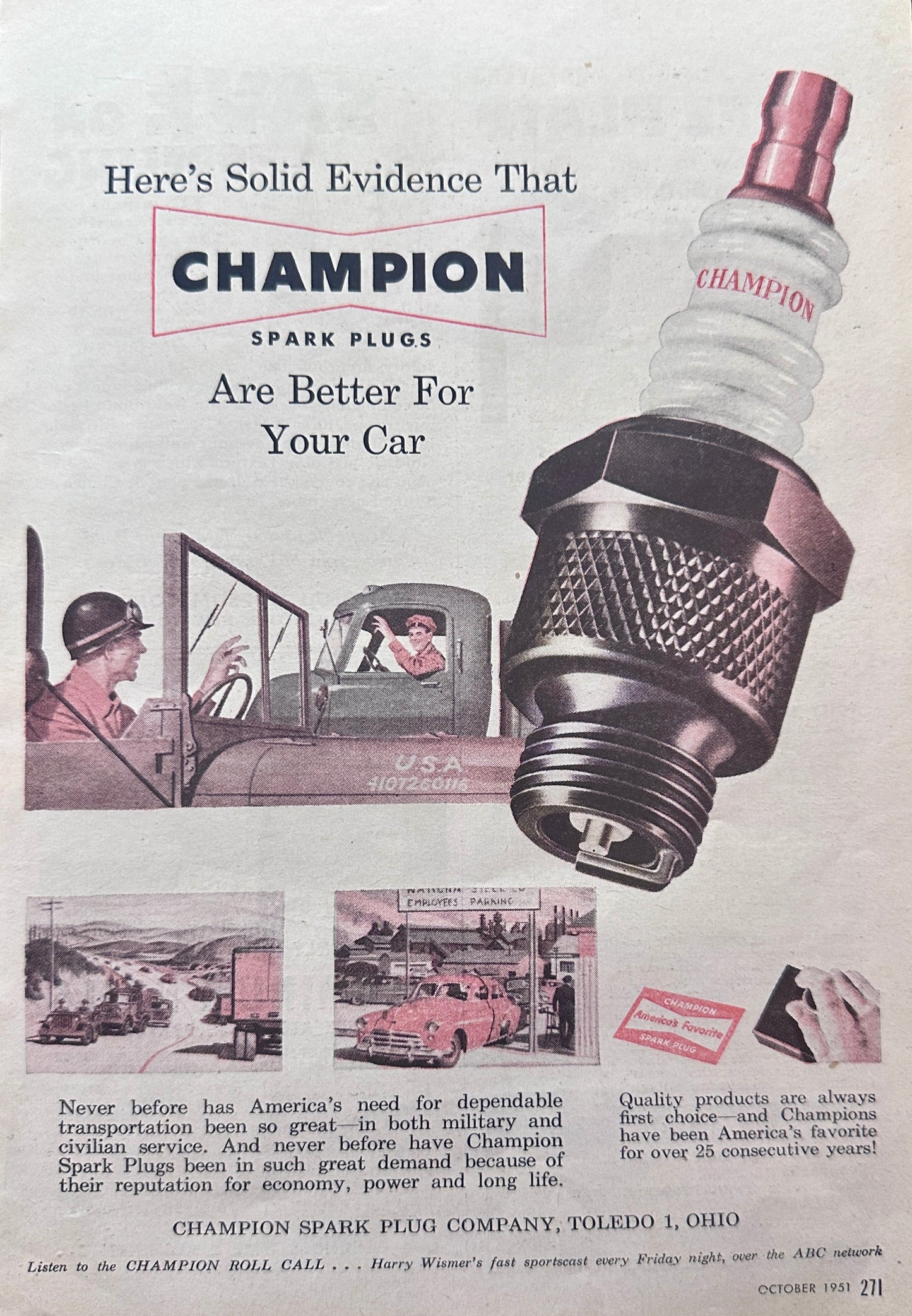 1951 Solid Evidence that Champion Spark Plugs Are Better for Your Car N188