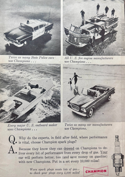 1960 Champion Spark Plugs  Experts in Field After Field N195