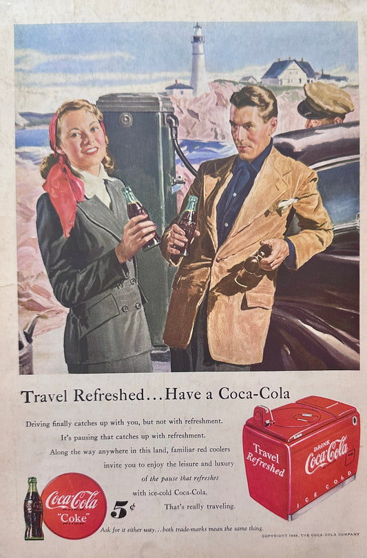 1949 Coca-Cola Travel Refreshed & Pennsylvania Railroad Vacation Ads N250