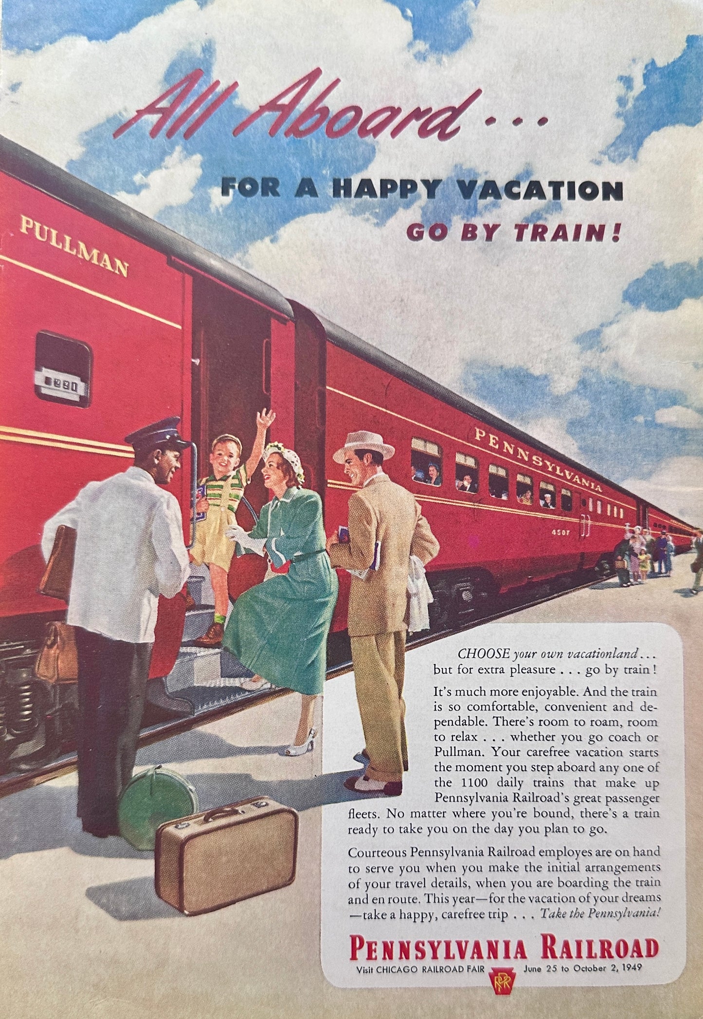 1949 Coca-Cola Travel Refreshed & Pennsylvania Railroad Vacation Ads N250