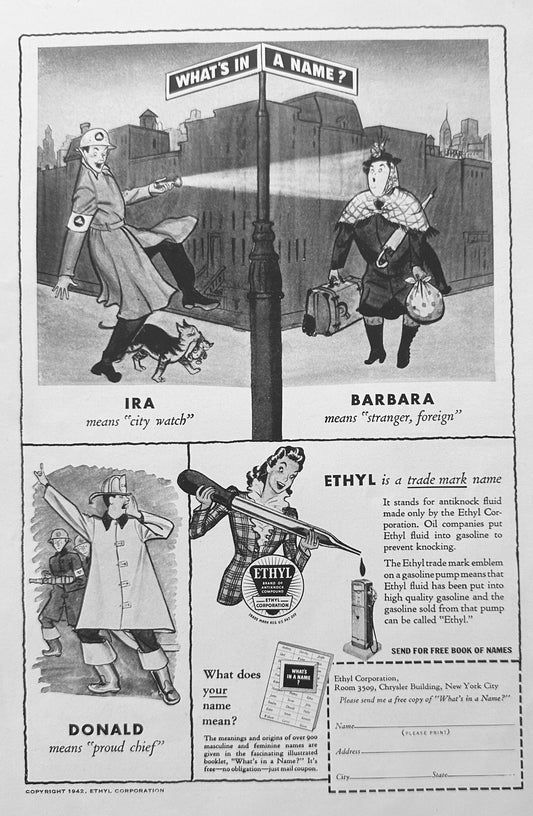 1942 Ethyl Corporation Gas Additive - What's in a Name? N339