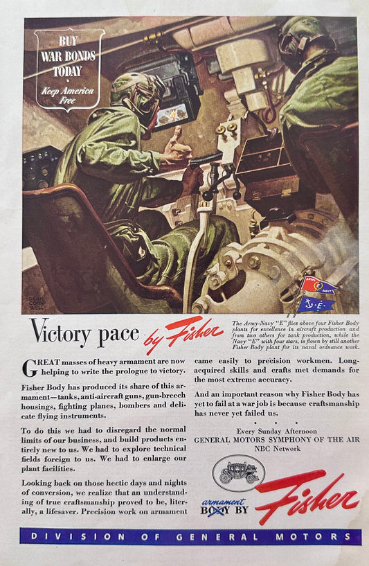 1944 Armament By Fisher Division of General Motors WWII Ad N403
