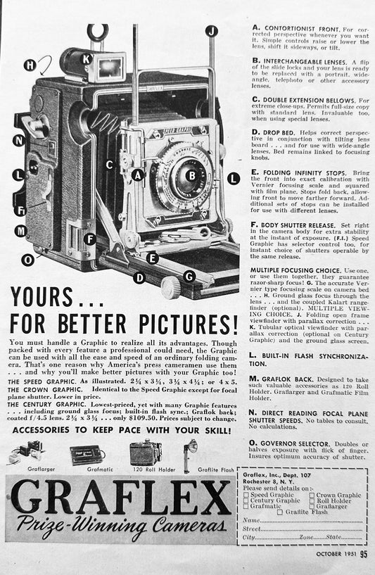 1951 Graflex Graphic Series of Cameras Speed, Crown & Century