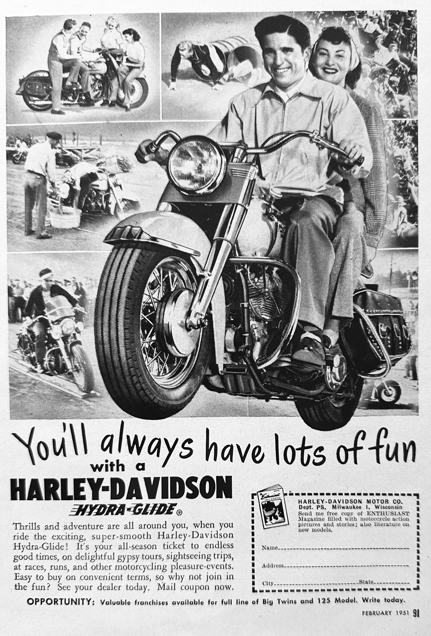 1951 You'll Always have Fun on A Harley-Davidson Hydra-Glide