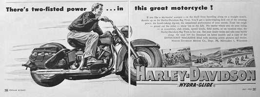1952 3- Variants of Harley-Davidson Big Twin Hydra-Glide 2- page ads N447