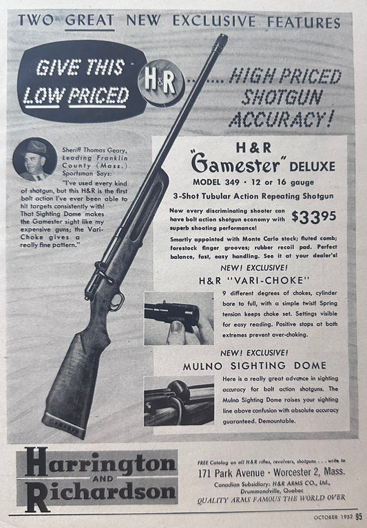 1952 Harrington & Richardson Gamester Deluxe Shotgun N451