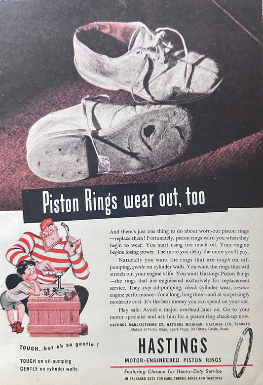 1951 Hastings Piston Rings - Shoes Wear Out Too - Tough but Gentle Series N454