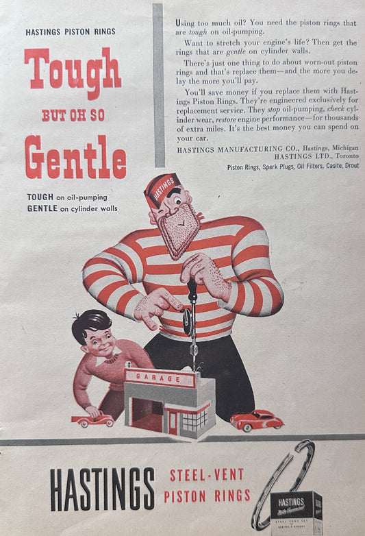 1951 Hastings Piston Rings Tough But Gentle - Building Toy Garage N457