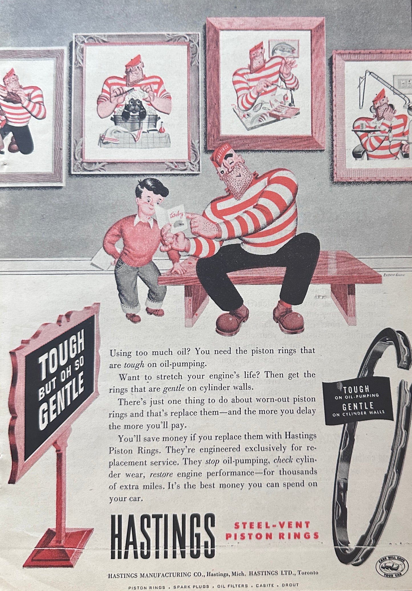 1951 Hastings Piston Rings Tough But Gentle Art Gallery N456