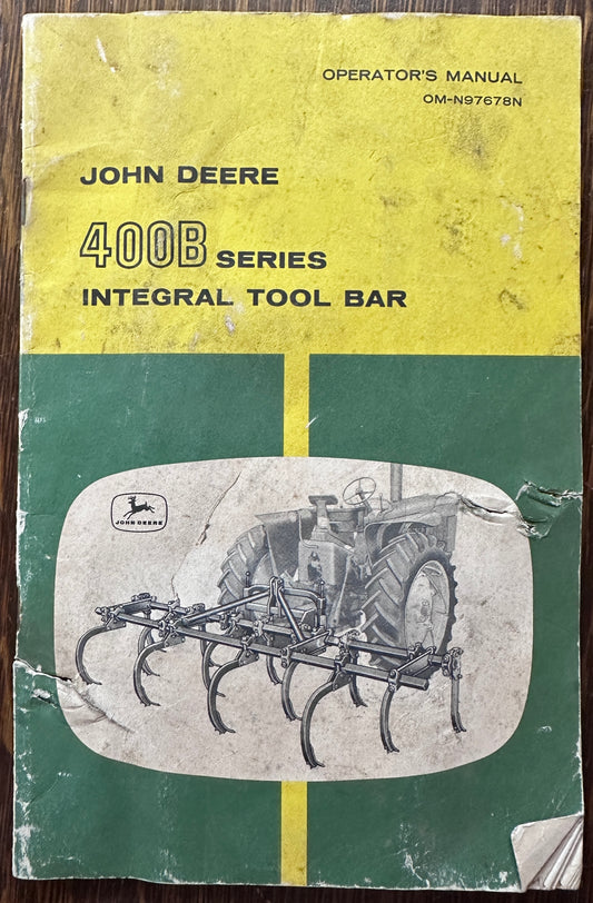 1965 John Deere 400B Series Integral Tool Bar Operator's Manual OM-N97678N N549
