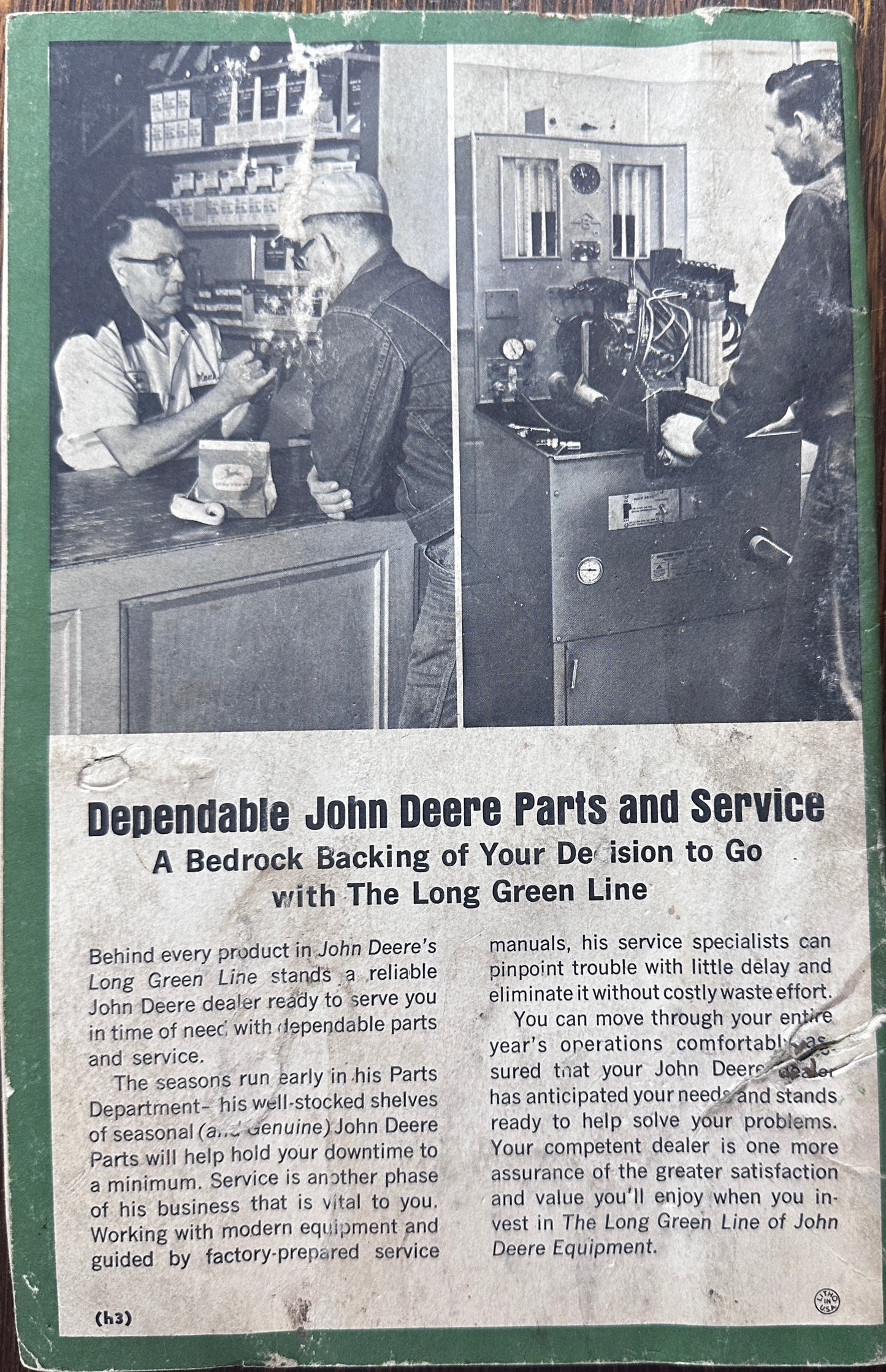 1965 John Deere 400B Series Integral Tool Bar Operator's Manual OM-N97678N N549