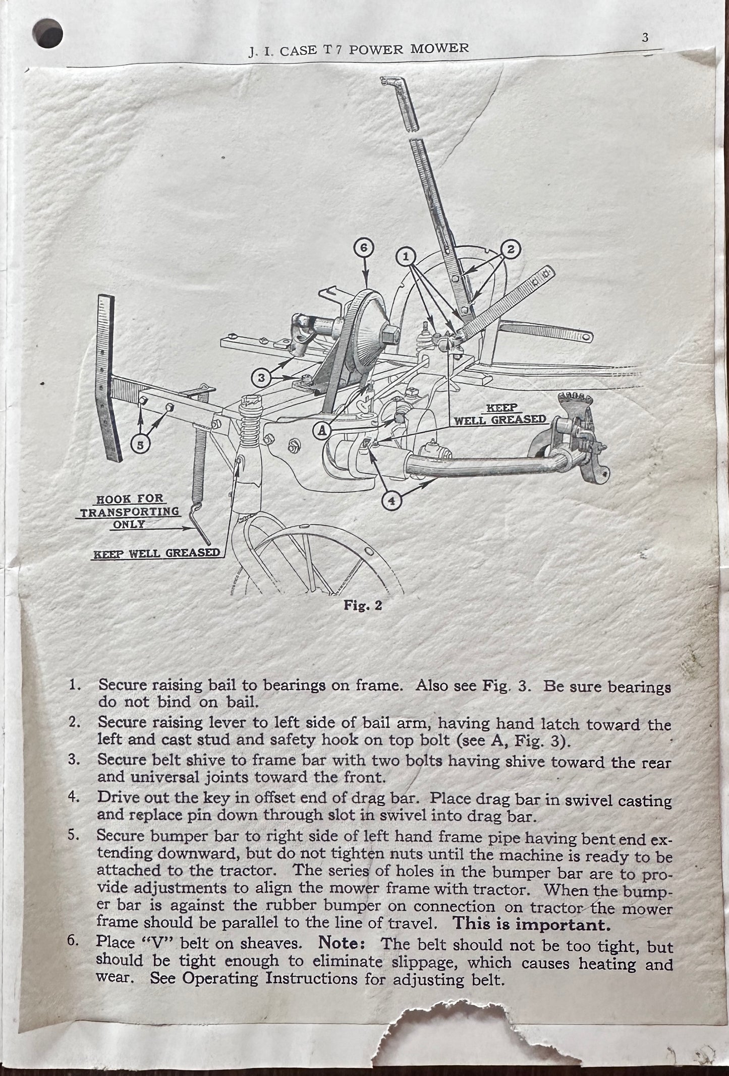1945 Case Operator's Manual with Parts List  T7 Power Mower N152