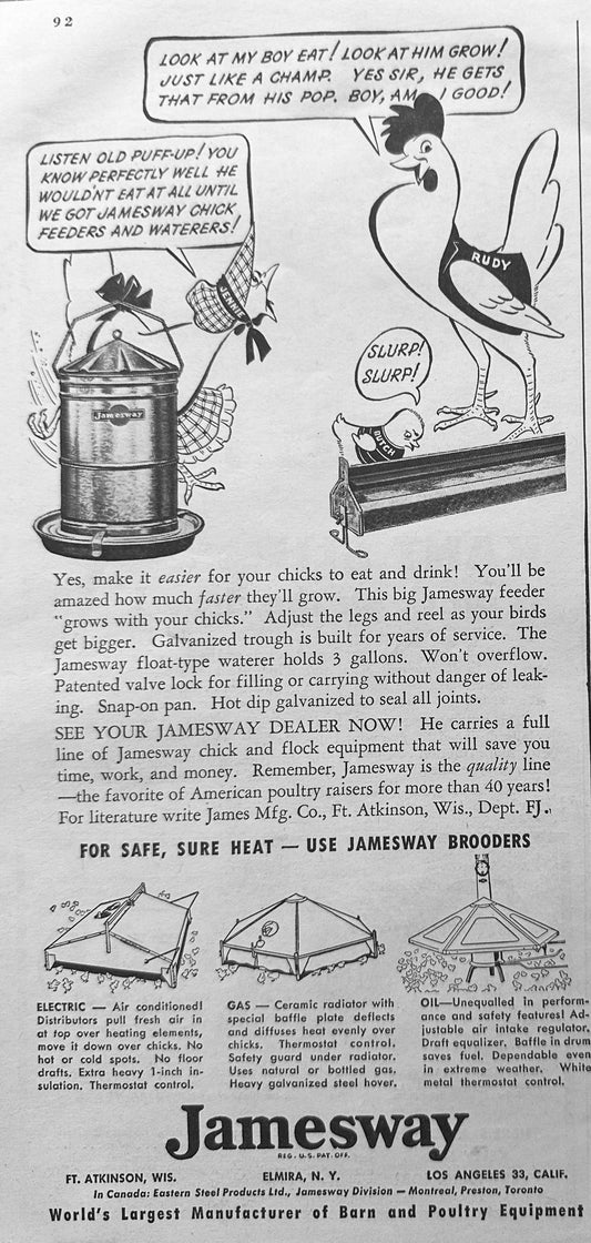 1949 Jamesway Ft Atkinson WI Elmira, NY & LACA Vintage Ad N503
