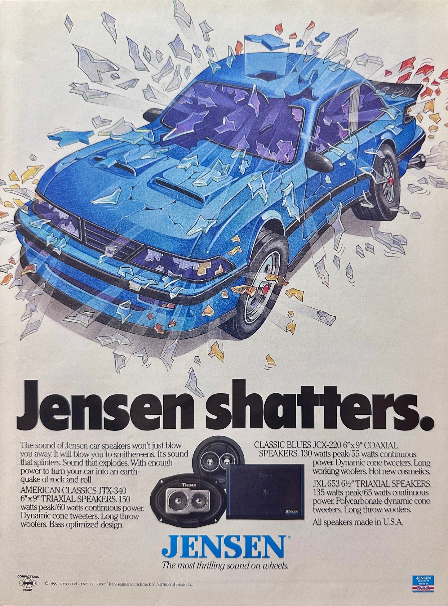 1988 Jensen Car Speakers - Shatters - Vintage AD