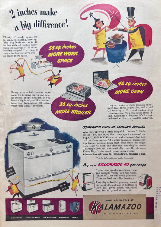 1948 Kalamazoo Big 40 Gas Range - Vintage Ad N563