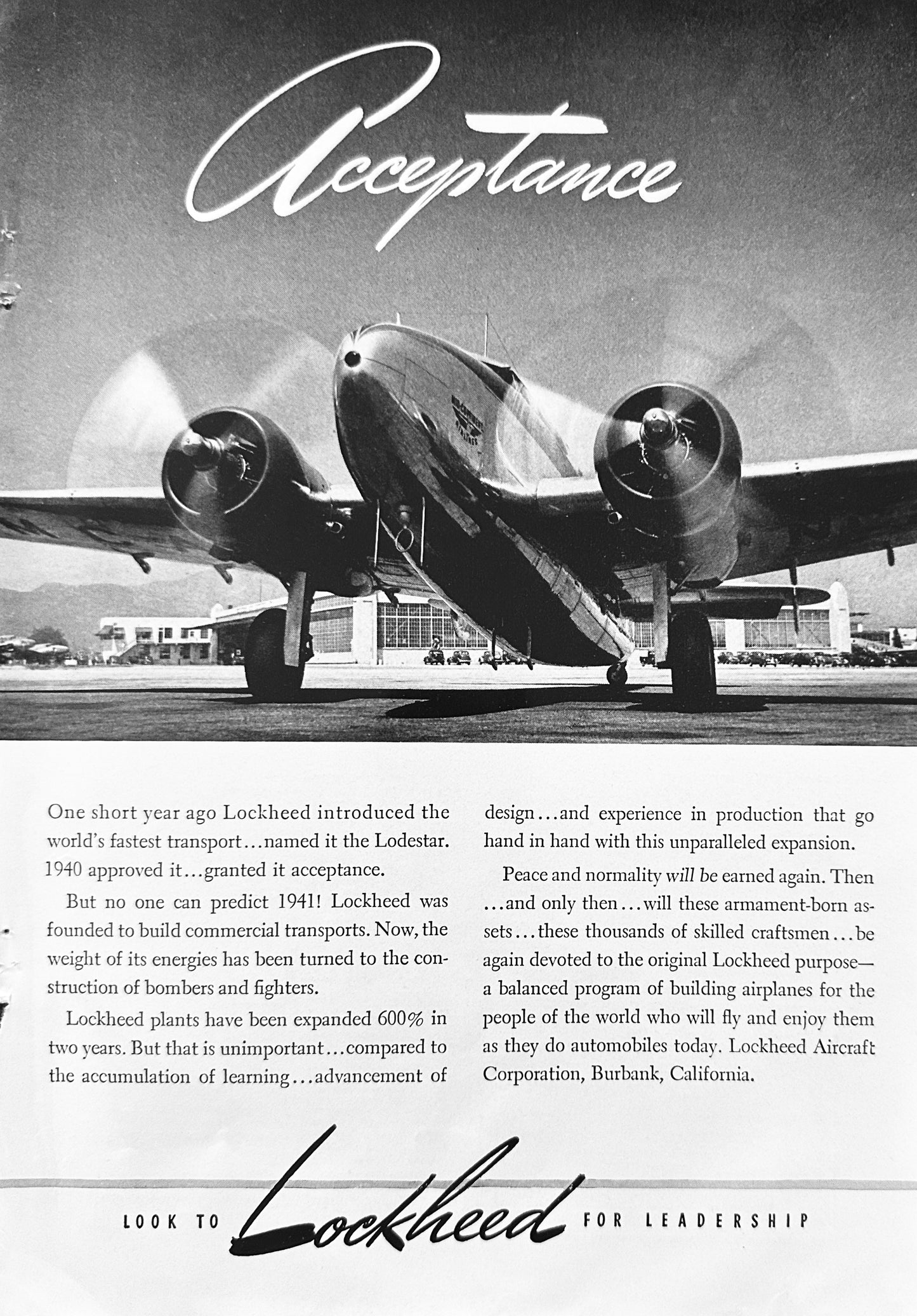 1940 Lockheed Lodestar Last Commercial Transport Built Before WWII