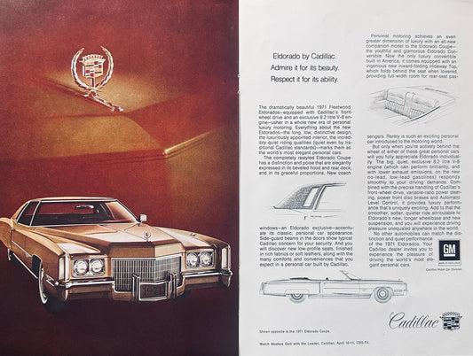 1971 2-page Magazine Ad for Cadillac El Dorado A95