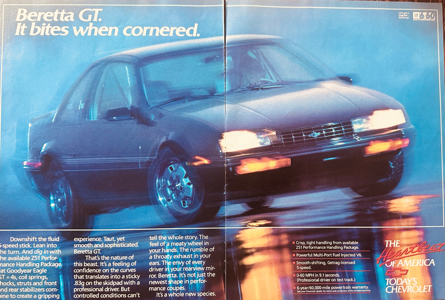 1988 Chevrolet Beretta GT 5-speed 2-page ad