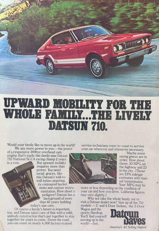 1976 Datsun 710 2-Door Economy Vintage Ad A46