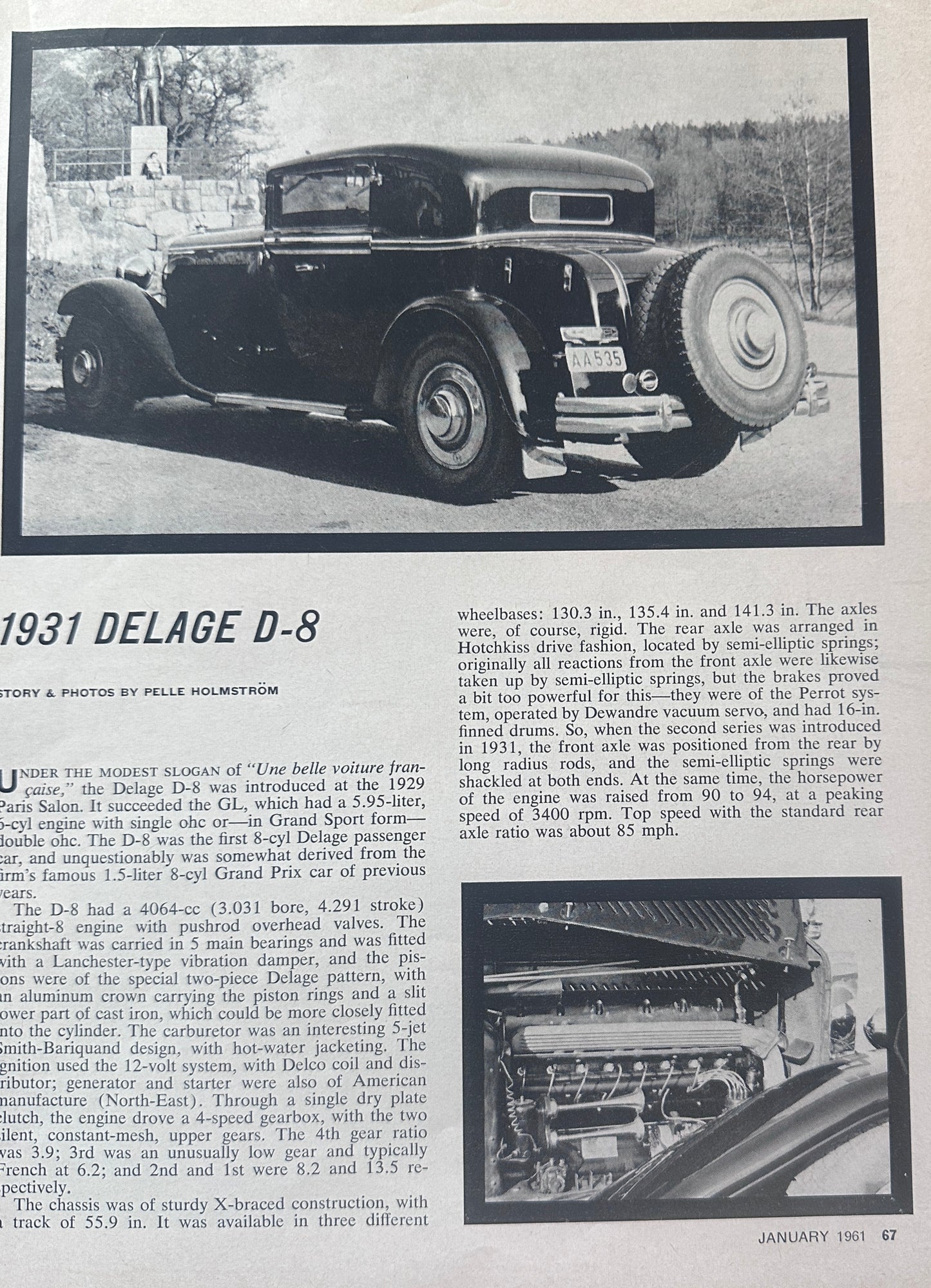 1961 Feature Salon Article - 1931 DeLage Swept Wing Sedan #A50