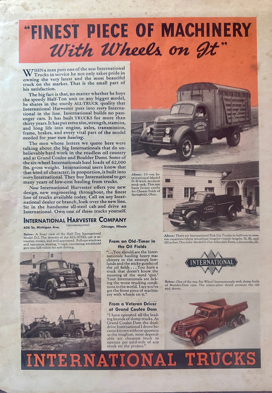 1937 International Trucks Finest Piece of Machinery with Wheels On It! #A157