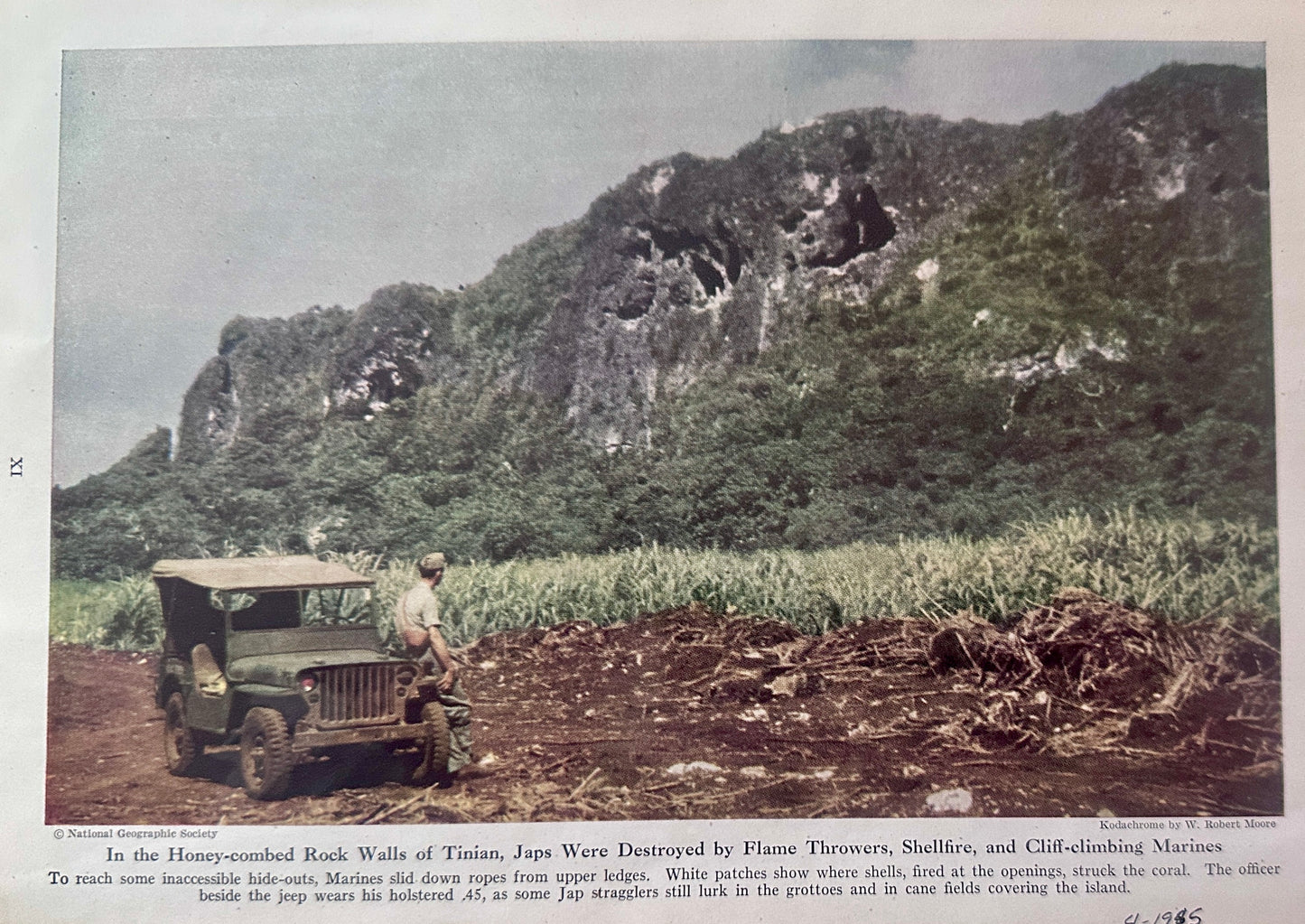 1945  Double Sided WWII Jeep Photos of the Ruins of Tinian Town in the Pacific