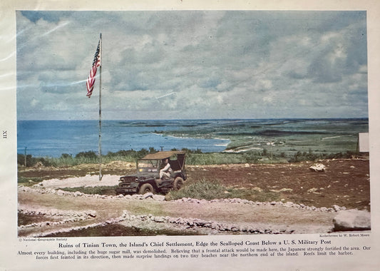1945  Double Sided WWII Jeep Photos of the Ruins of Tinian Town in the Pacific