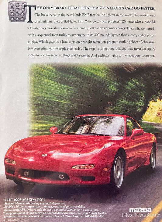 1993 Mazda RX-7 Vintage Magazine Ad