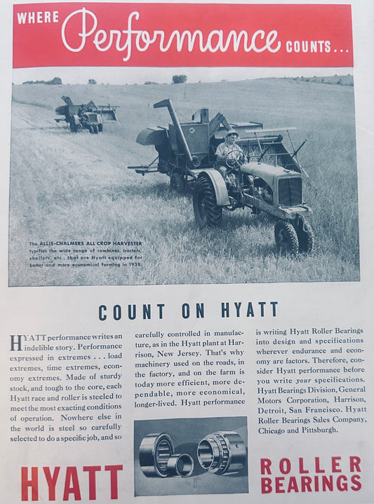 1938 Allis-Chalmers All Crop Harvester Equipped with Hyatt Roller Bearings S43