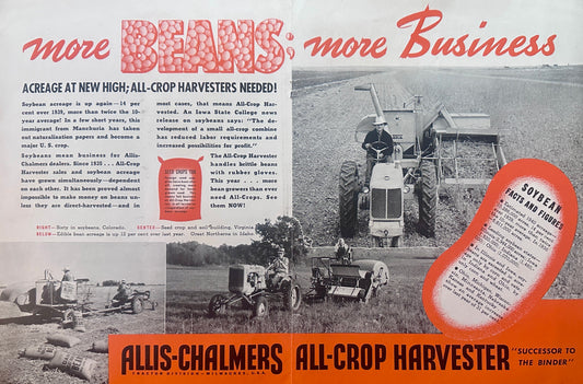 1940 Allis-Chalmers Dealership Centerfold Ad - Soybean Production Grows AC Sales