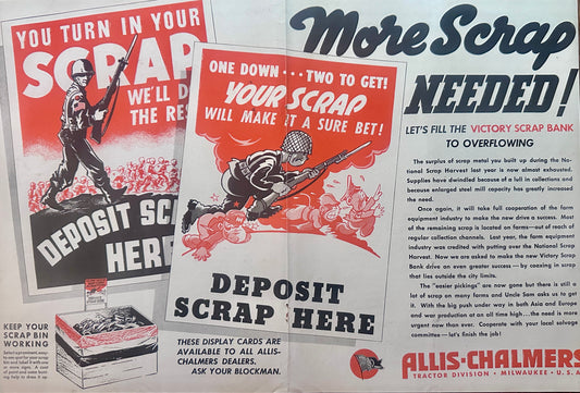 1943 WWII Public Service Ad from Allis-Chalmers - More Scrap Needed!