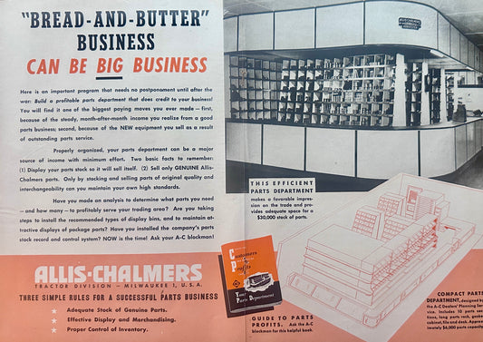 1944 Allis-Chalmers Dealerships - Bread & Butter Business Vintage Centerfold Ad