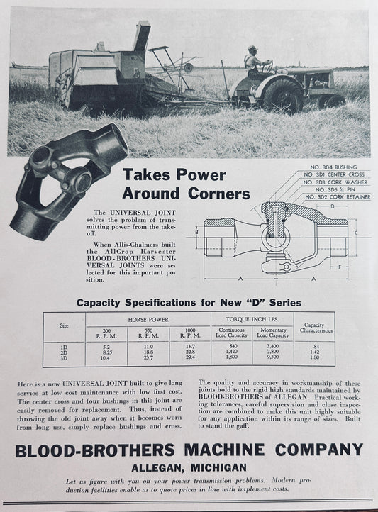 1936 Blood Brothers Machine Co Allegan, Michigan Universal Joints
