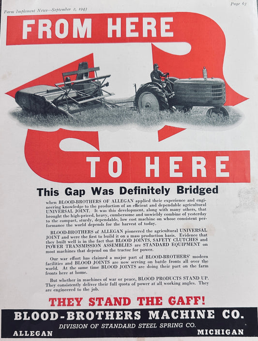 1943 WWII Era Blood Brothers Machine Co Universal Joints Span the Gap N114
