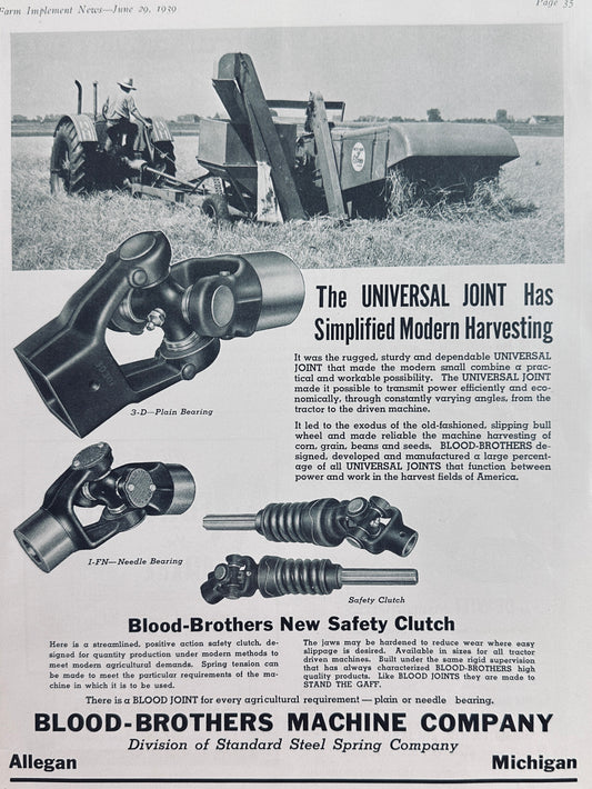 1939 Blood Brothers New Safety Clutch - Allegan, MI Vintage Ad N112