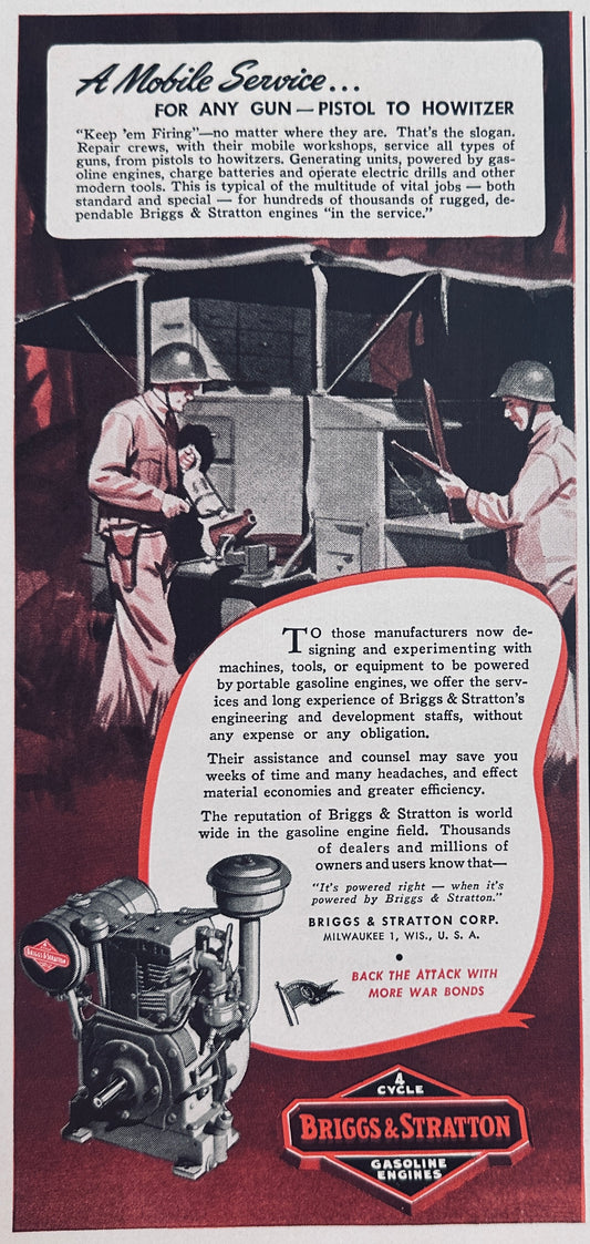 1944 Briggs & Stratton Engines provide Mobile Gun Maintenance Service in WWII N126