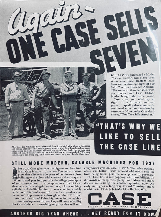 1936 Again 1 Case Sells Seven - Dealership Ad #1334